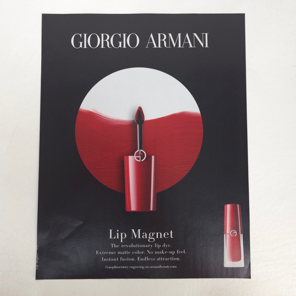 Giorgio Armani Lip Magnet Print Ad Red Lipstick Makeup Beauty Collector Wall Art